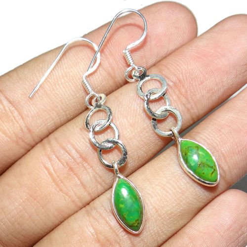 Green Turquoise 92.5 Sterling Silver Earring
