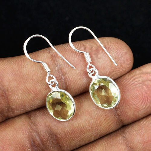 Green Amethyst Gemstone 92.5 Sterling Silver Earring