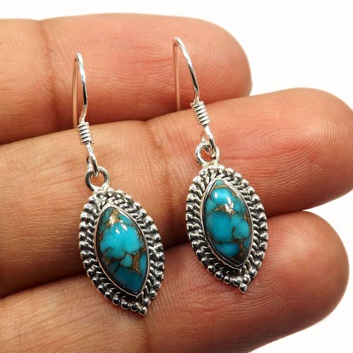 Blue Copper Turquoise 92.5 Sterling Silver Earring