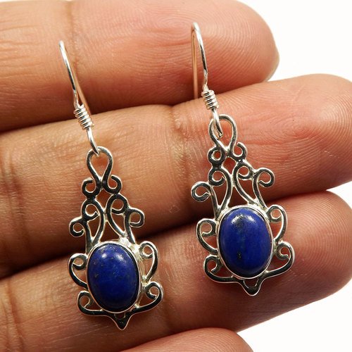 Blue Lapis Lazuli 92.5 Sterling Silver Earring