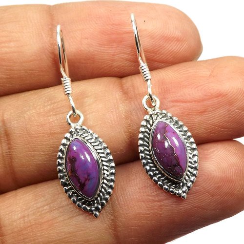 Purple Copper Turquoise 92.5 Sterling Silver Earring