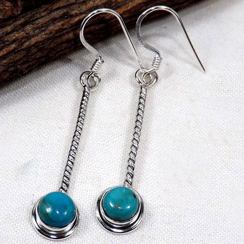 Blue Turquoise 92.5 Sterling Silver Earring