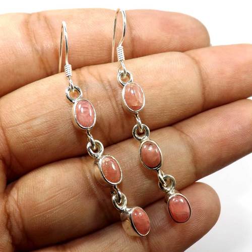 Pink Rhodochrosite 92.5 Sterling Silver Earring