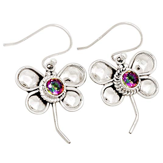 Cut Mystic Topaz 925 Sterling Silver Earrings