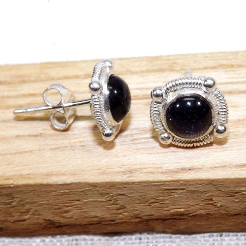 Blue Sand Stone 92.5 Sterling Silver Earring