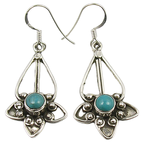 925 Sterling Silver Natural Turquoise Oxidized Earrings