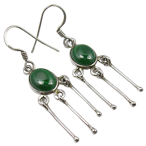 Dangle Design - Malachite Cab 925 Sterling Silver Earrings