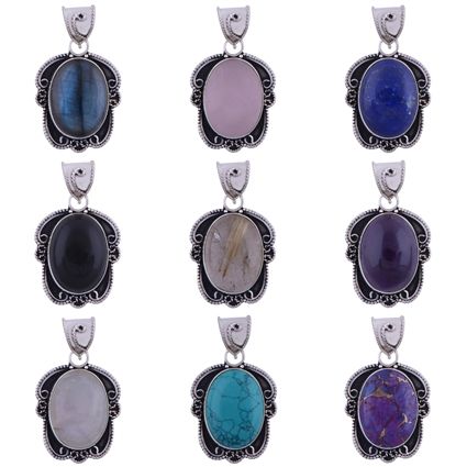 Natural Gemstone High quality Pendants in 925 Sterling Silver (100 GM lOT)