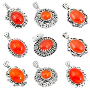 Carnelian Cab Wholesale 925 Silver Jewelry 100 Gram Pendant Lot WHP17
