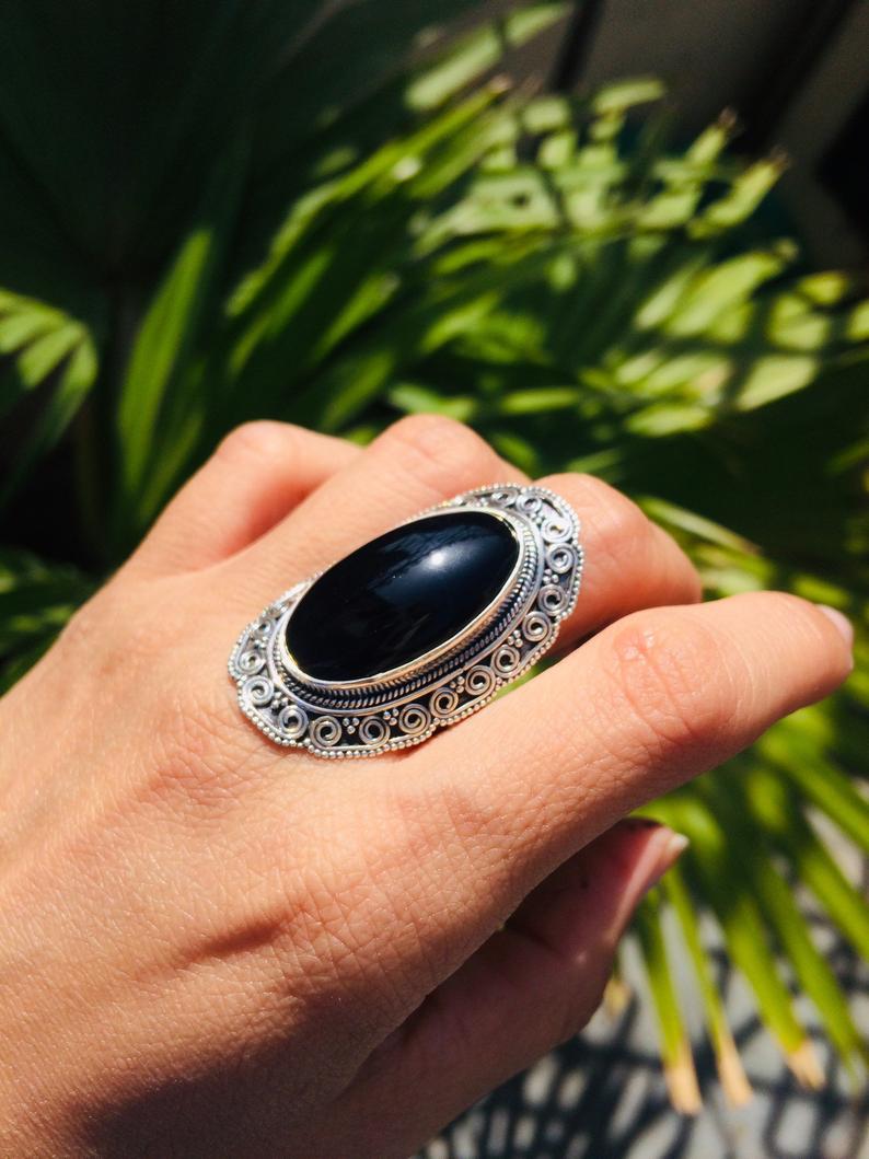 Rainbow Moonstone Marquise Ring Fine 925 Sterling Silver Statement Rin –  LunarGem